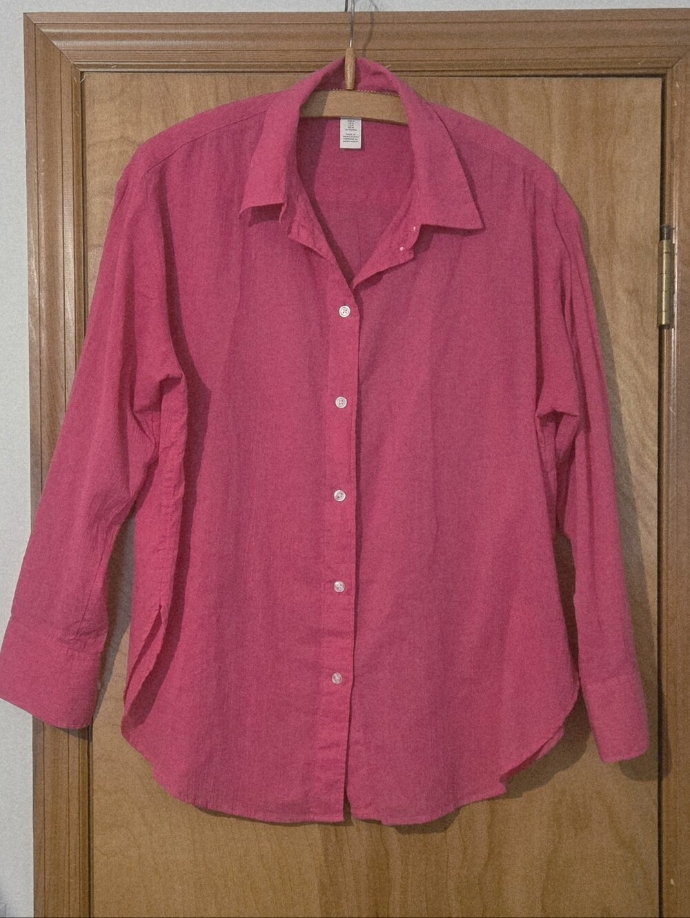 H&M Women's Cotton Button-Down Shirt - Bright Pink Size M